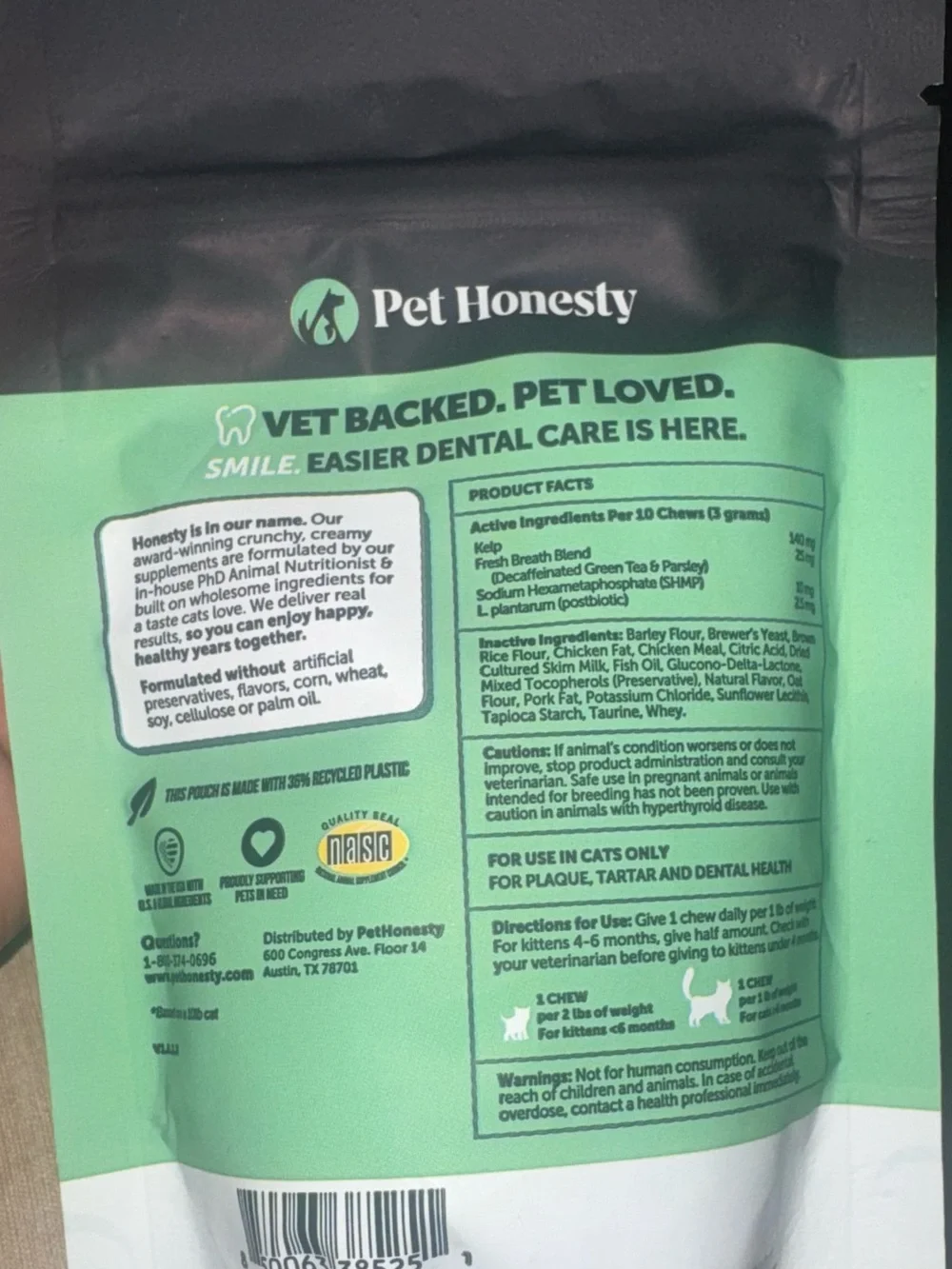 NEST Fragrances Cat Dental Bites Pouch - Mint Green and Black